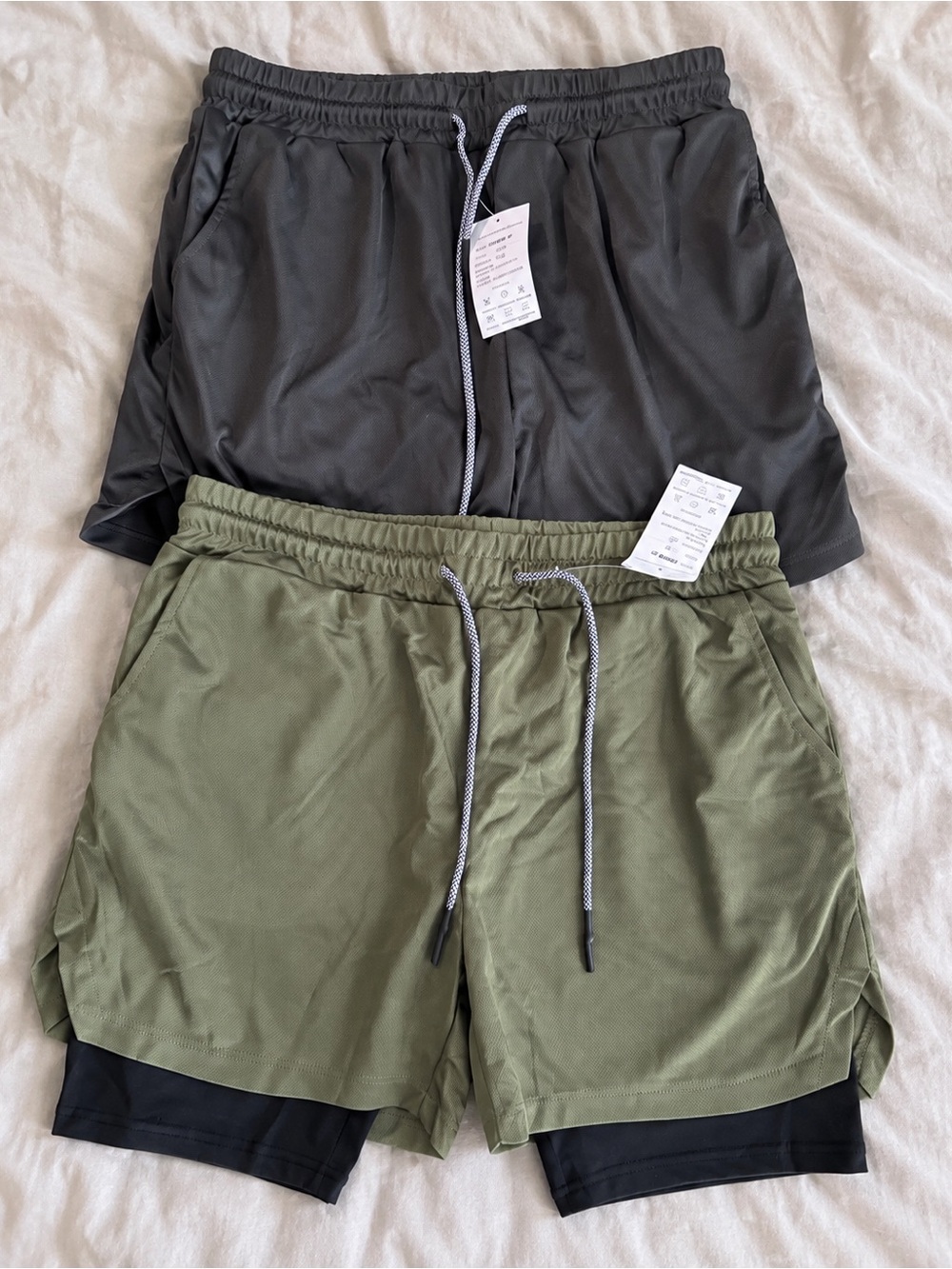 Men’s Athletic Shorts 2-Pack Black & Olive New